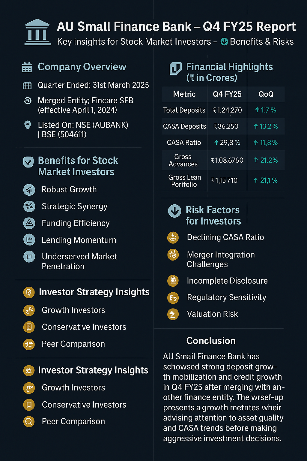 AU Small Finance Bank – Q4 FY25 Report  💹 Key Insights for Stock Market Investors – ✅ Benefits & ⚠ Risks